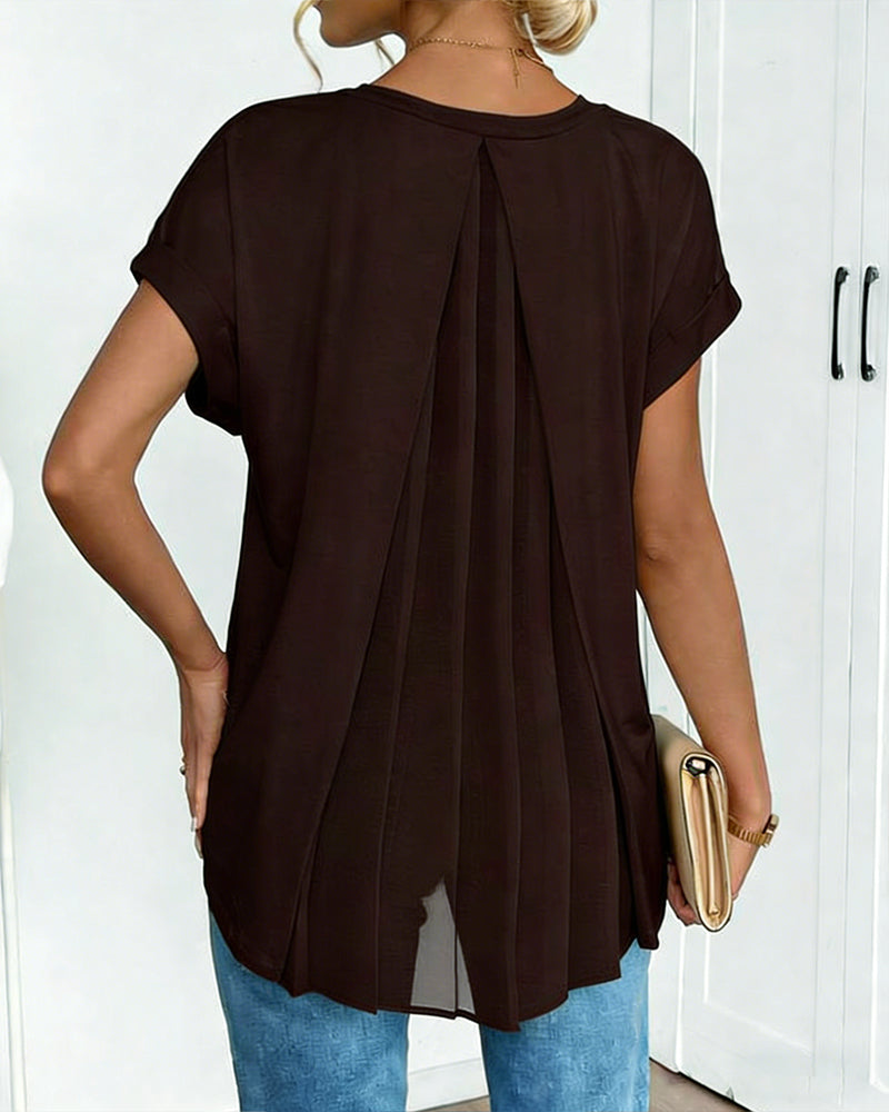 T-Shirt kurzärmelig einfarbig Patchwork