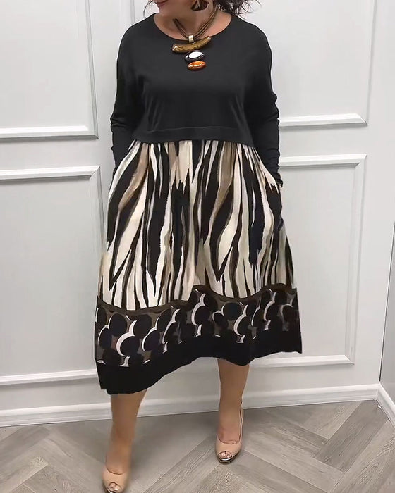Kleid Geometrisch Abstrakt Druck Patchwork