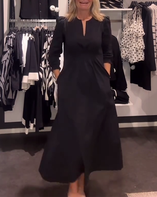 A-Linien-Kleid Mit Puffärmeln Und Tailliertem Schnitt