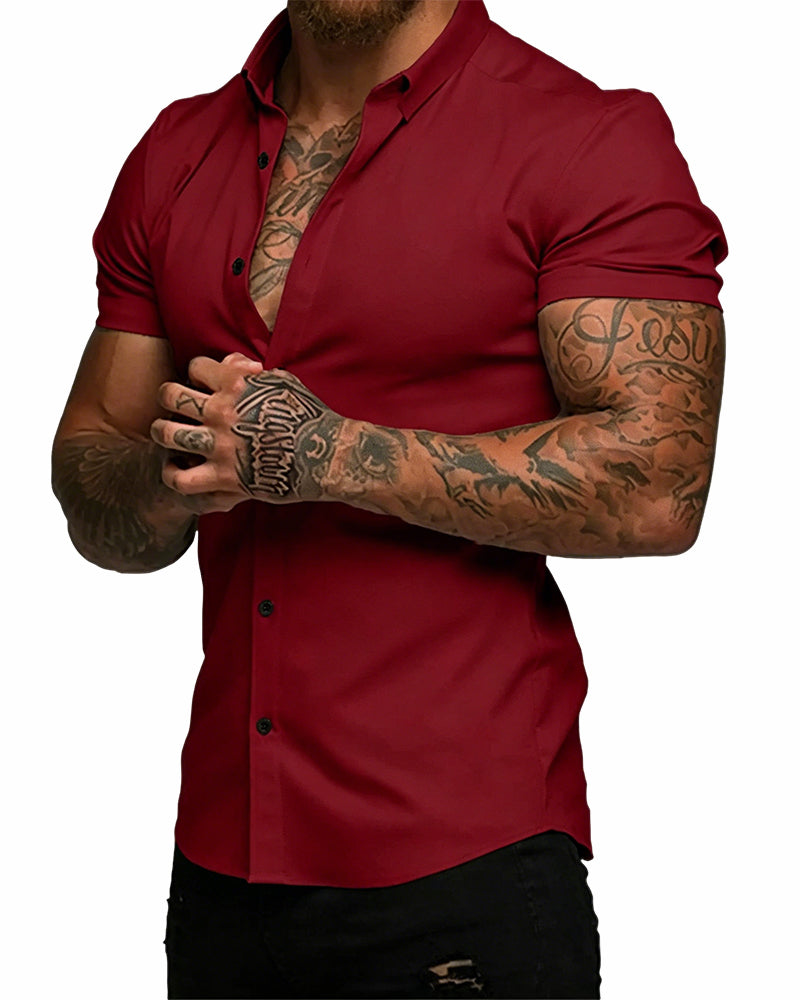 Hemd Hoch Stretch Revers Kurzarm Herren