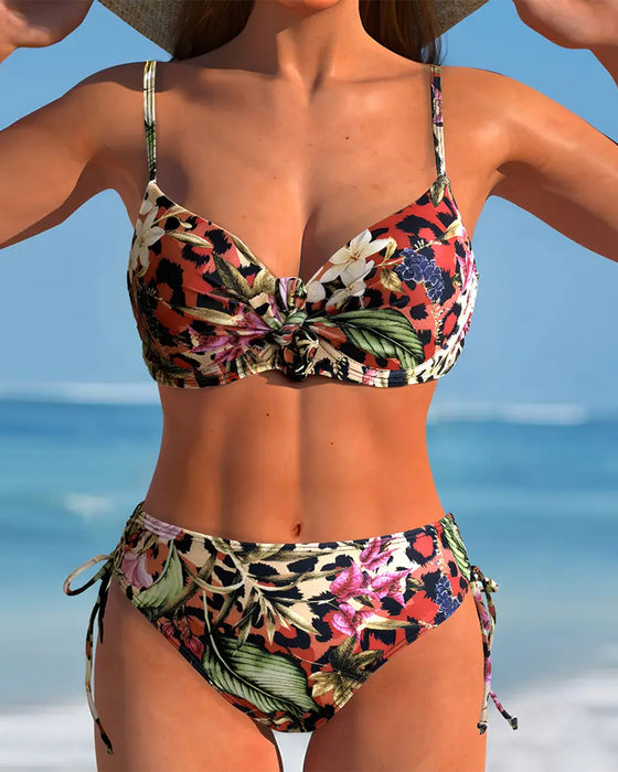 Badeanzug Geknoteter Twist Zweiteiliger Print
