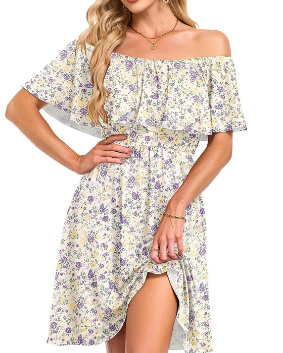 Kleid Blumig Off-Shoulder Midi