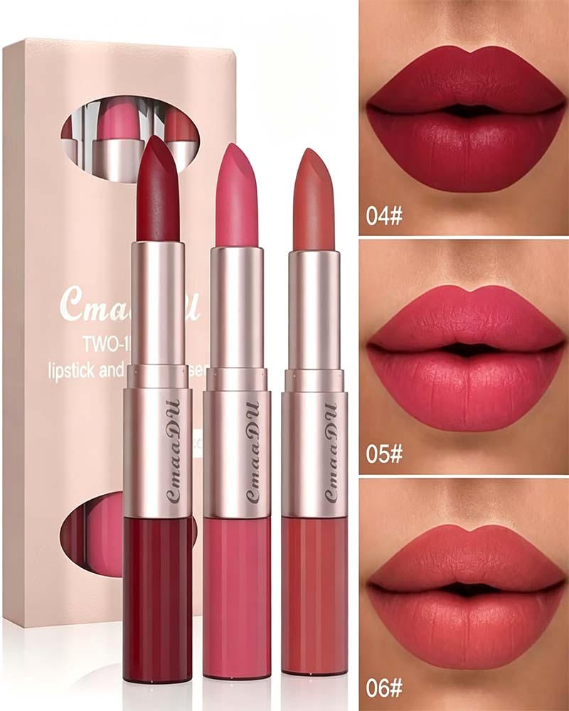 Set 2-In-1 Doppelendig Lippenstift Und Lipgloss
