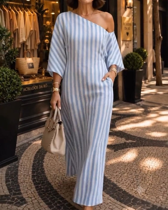 Kleid Lässig Ein-Schulter