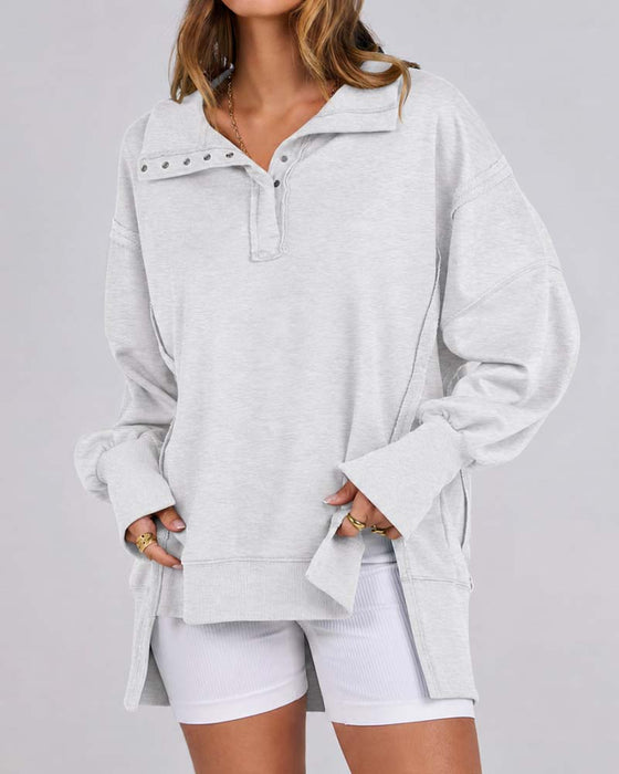 Sweatshirt Einfarbig Langarm