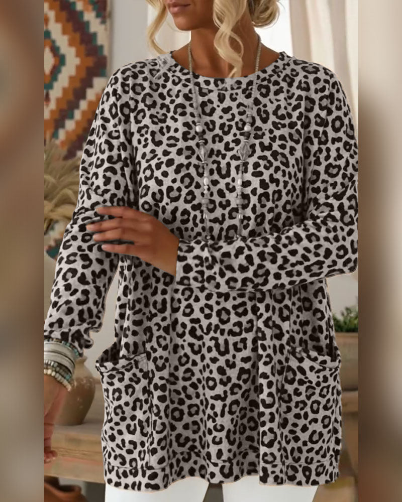 Top mit Leopardenprint und Rundhalsausschnitt