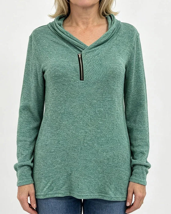 Oberteil Einfarbig Pullover Reißverschluss Eng Anliegend