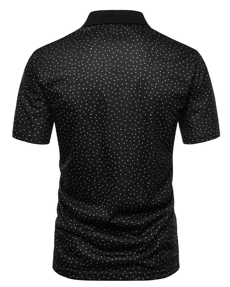 Lässiges Polo-Kragen-T-Shirt Mit Kleinen Punkten