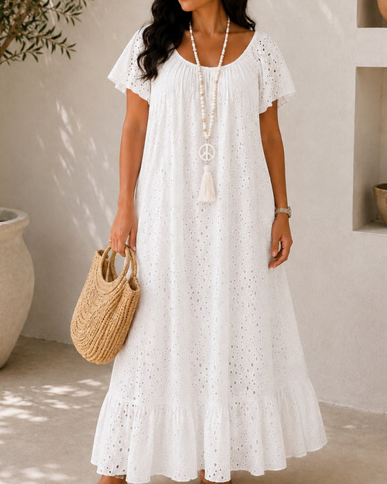 Kleid Ausgeschnitten Puffärmel Lang