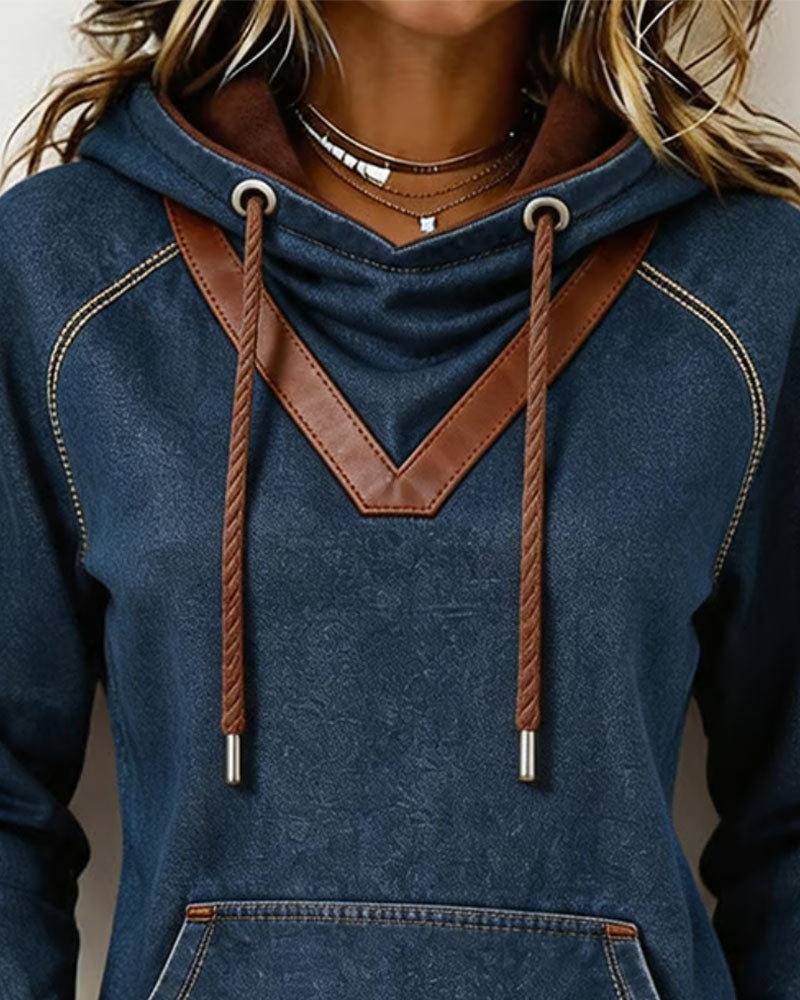 Hoodie Patchwork Langarm