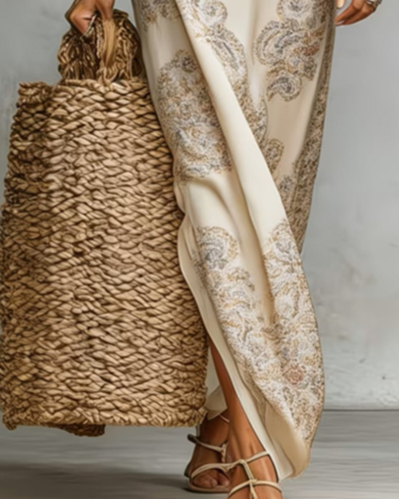 Kleid Revers Gedrucktes Hemd