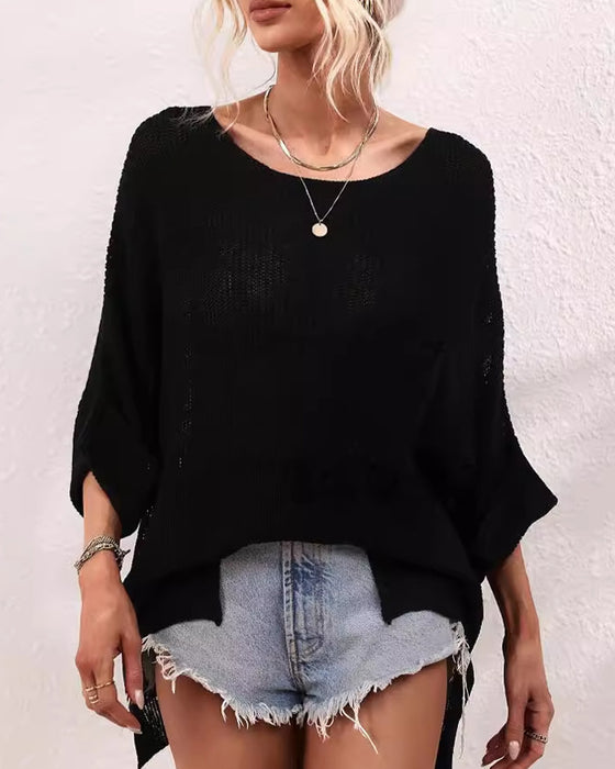 Pullover Einfarbig Mit Tasche