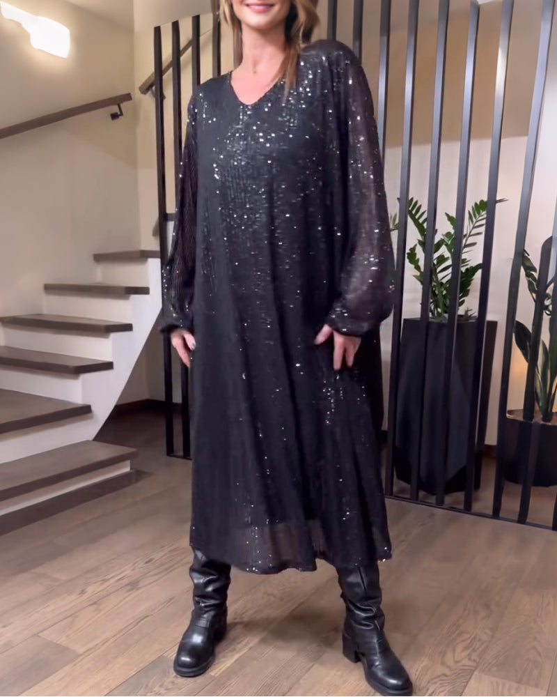 Modisches uni Kleid mit V-Ausschnitt