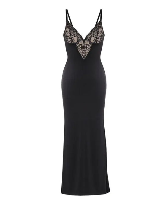 Maxikleid mit Trägern und Spitze