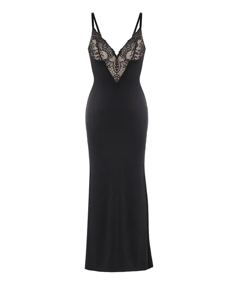 Maxikleid mit Trägern und Spitze