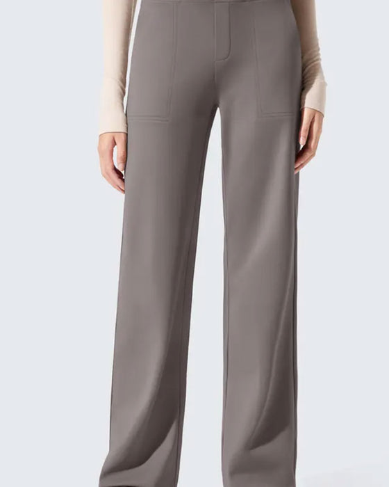 Hose Hohe Taille Tasche Weites Bein