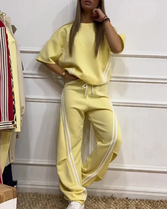 Zweiteiliges Set Athletic Streifenbesatz Lässig