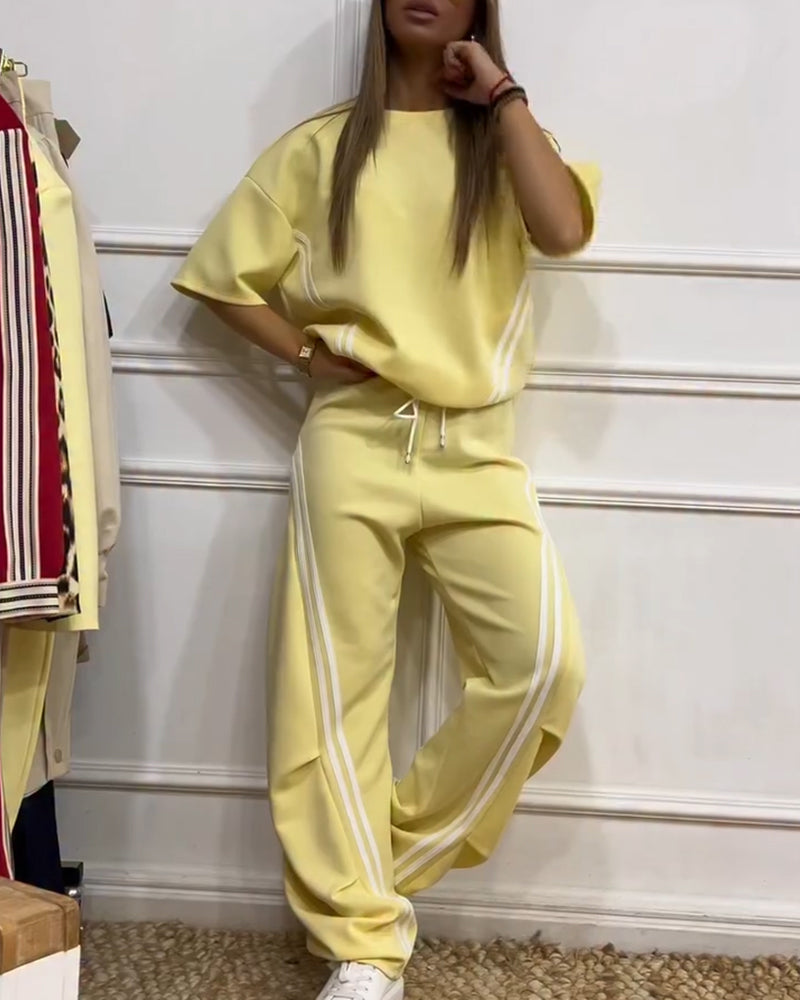 Zweiteiliges Set Athletic Streifenbesatz Lässig