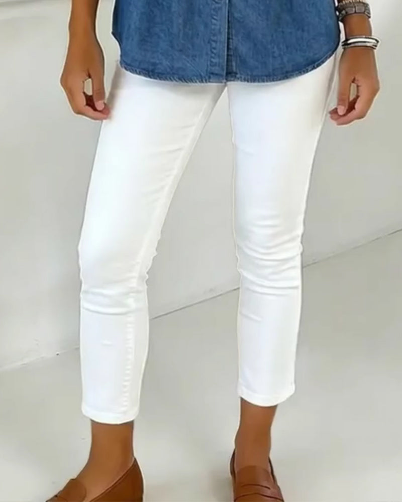 Hose Hochgeschnitten Slim-Fit Gekürzt