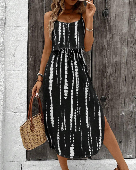 Kleid Unregelmäßiges Muster Schlitz Camisole