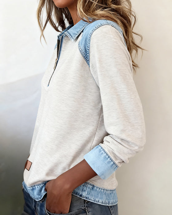 Oberteil Revers Denim Patchwork