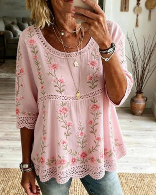 Bluse Blumig Spitze Babydoll