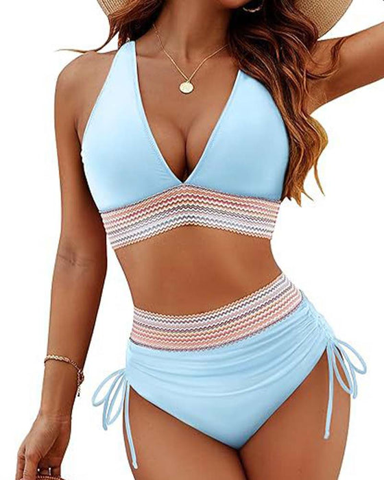 Urlaubs-Bikini Mit V-Ausschnitt Und Schnürung