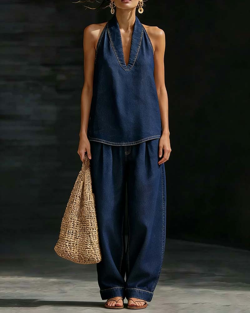 Set Mode Halterhals Denim