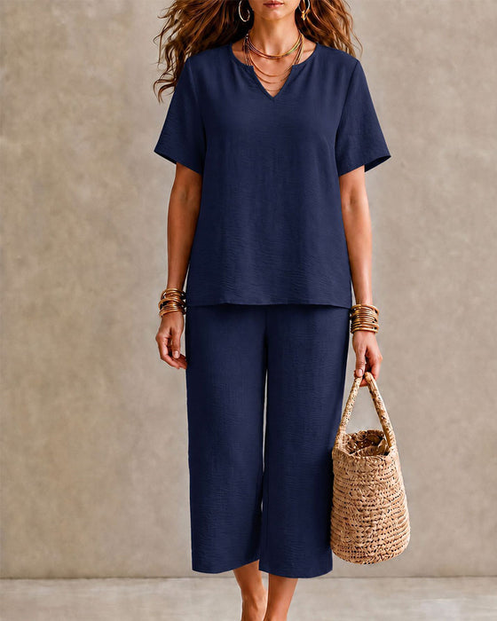 Set Kurzarm Oberteil Und Gekürzte Hose