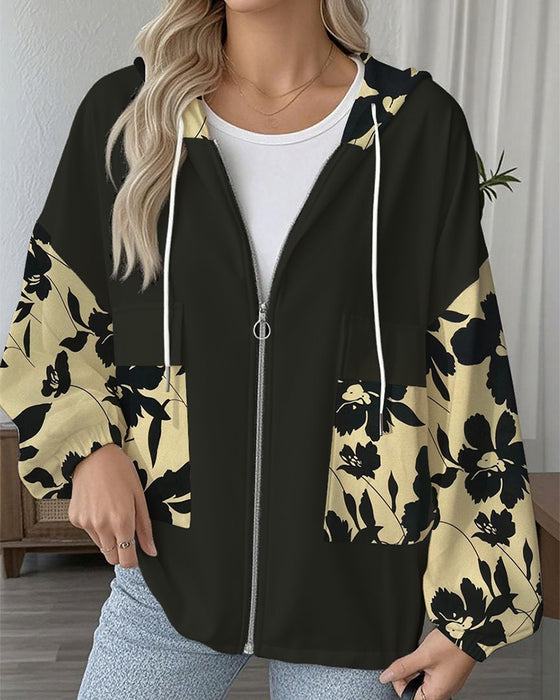 bedruckter Hoodie mit Kordelzug
