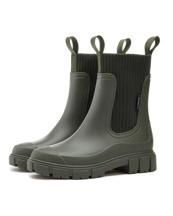☔️Stiefel Wasserdicht Rutschfest Dicke Sohle Mittelschaft