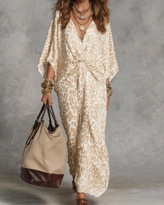 Kleid Trendy Leopard Fledermausärmel