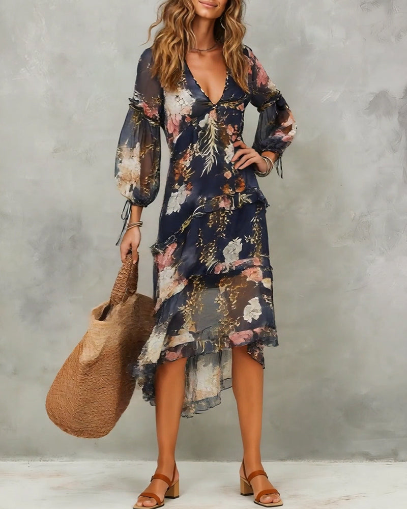 Kleid Sexy V-Ausschnitt Bohemien