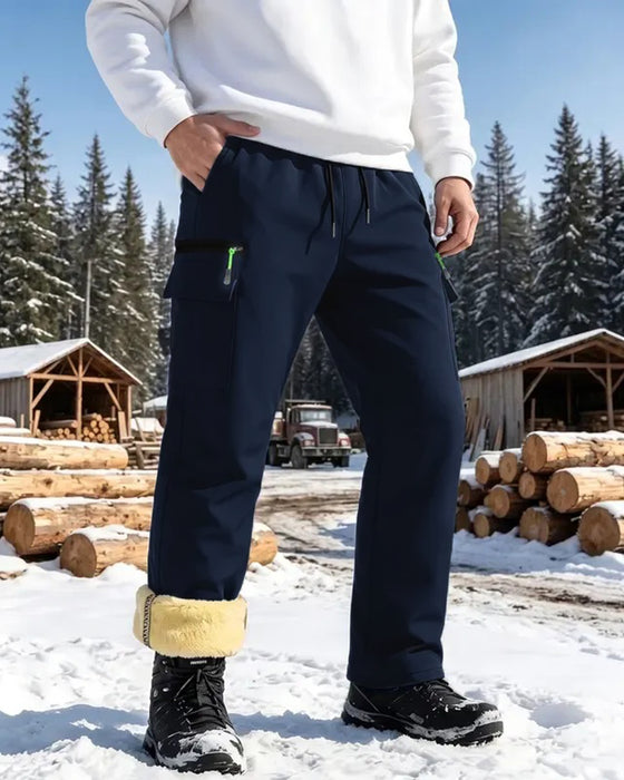 Hose Herren Fleece-Gefüttert Gerade Cargo