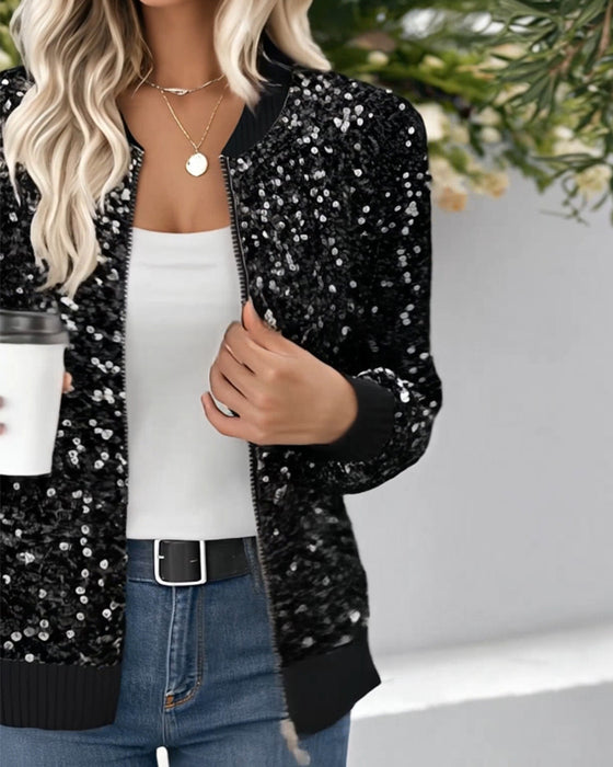 Jacke trendig glitzernd Paillette Outdoor-Jacke