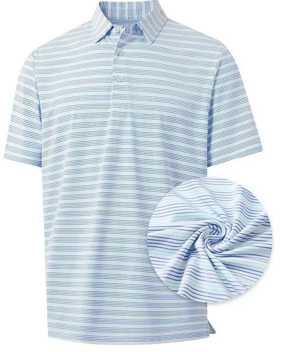 T-Shirt Kragen Blau Und Weiß Feiner Streifen