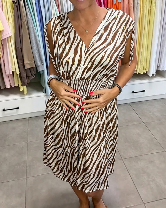 Kleid Bindung Ärmellos Zebra
