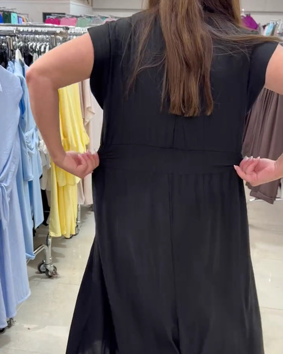 Kleid Gerafft Flatterärmel Taille