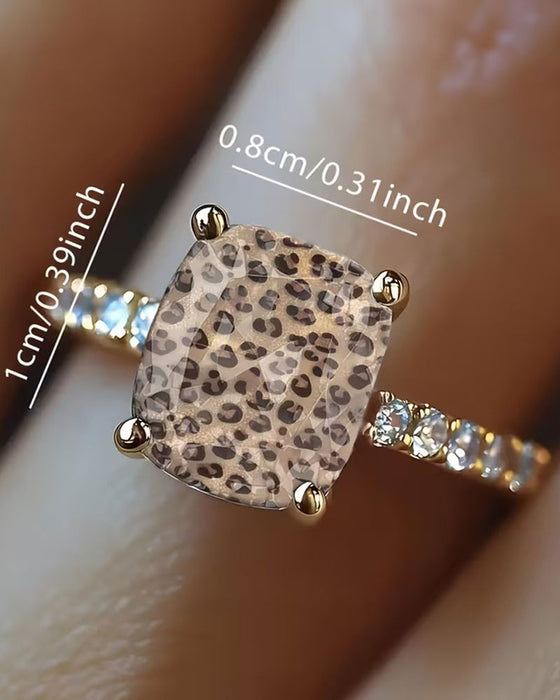 Ring Leopardenprint Quadratisch Statement