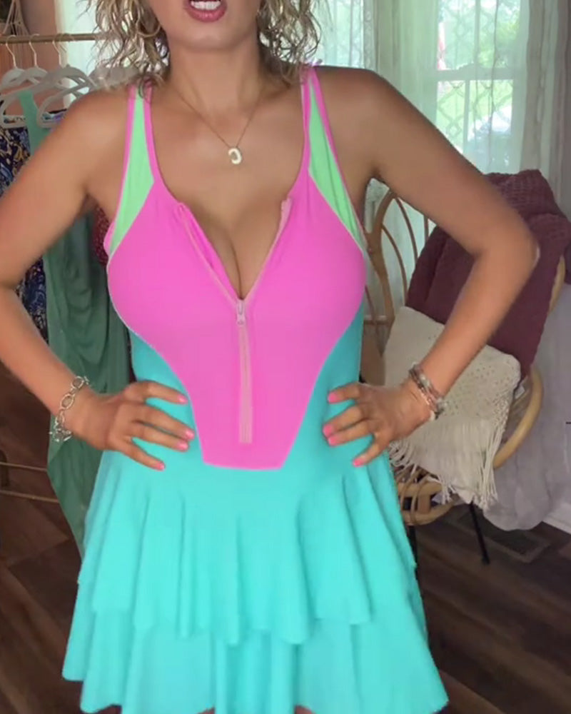 Badekleid Sport Farbblock