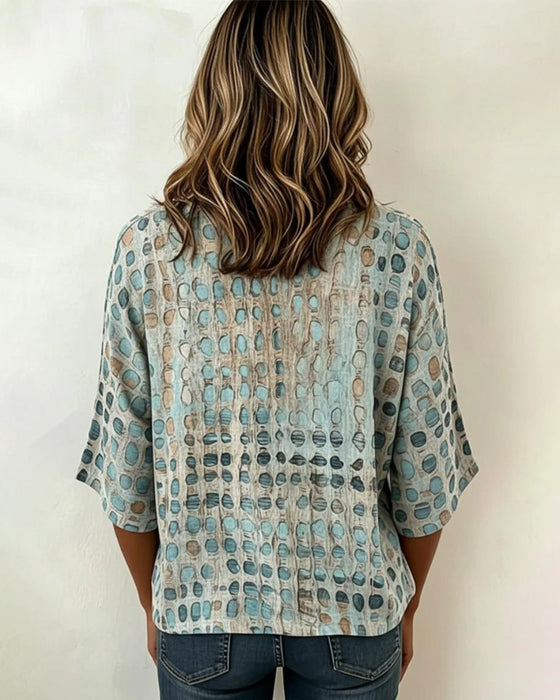 Blusen Rundhals Kurzarm Polka Dot