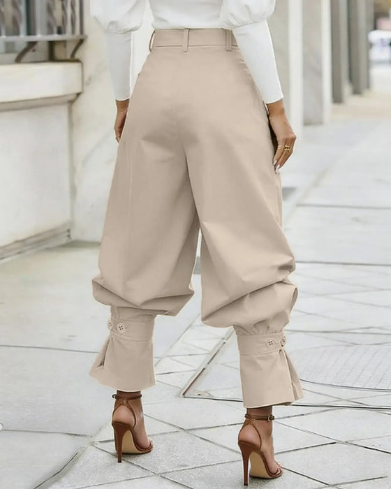 Hose Design Bündchen Plissiert Freizeit