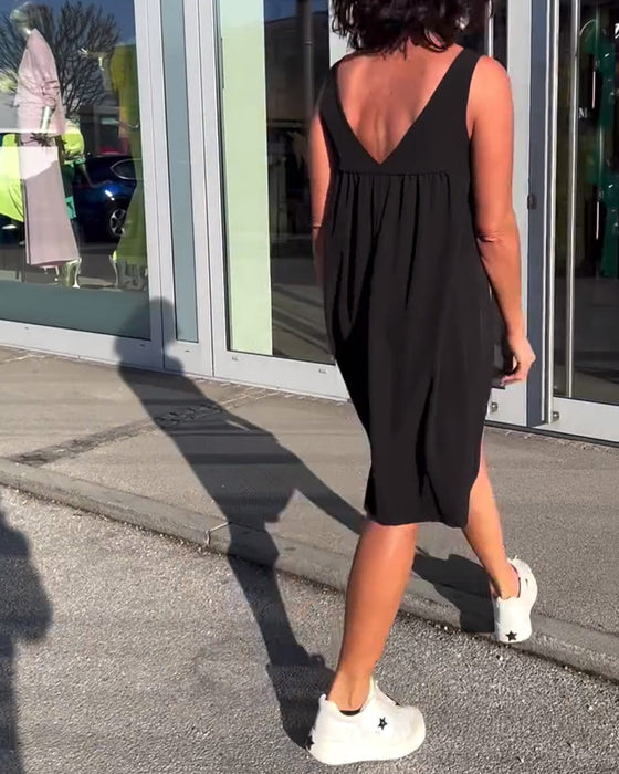Kleid ärmellos einfarbig Shift