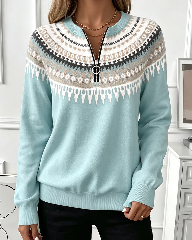 Sweatshirts Farbblock Reißverschluss Langarm