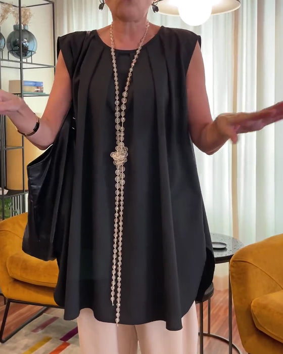 Tanktop Plissiert Ärmellos Locker