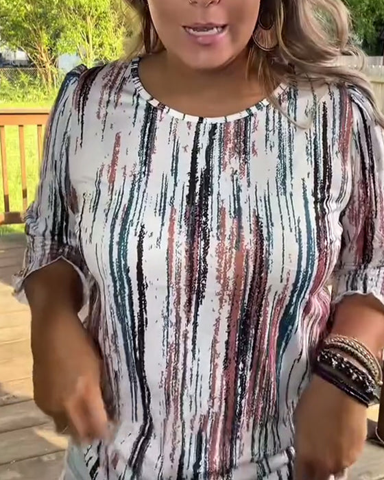 T-Shirt Rundhalsausschnitt Lässig Bedruckt