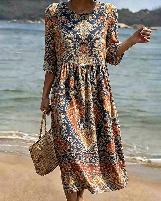 Kleid Rundhals Bohemian