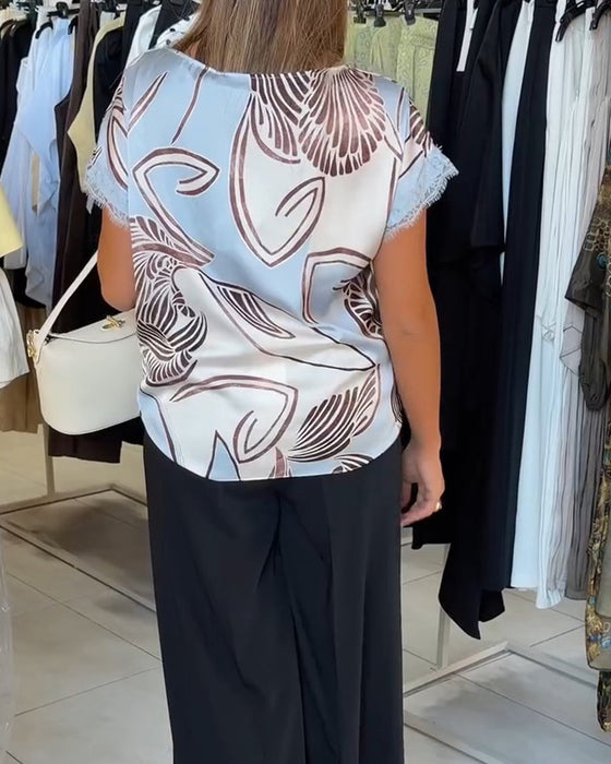 Bluse Mit Rundhals Schnürung Unregelmäßig