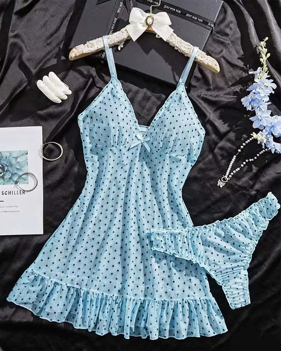 Set Pünktchen Mesh Schlaf Kleid