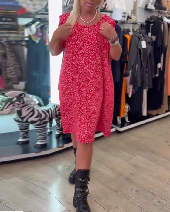 Kleid Lotusblatt Ärmel Blumig